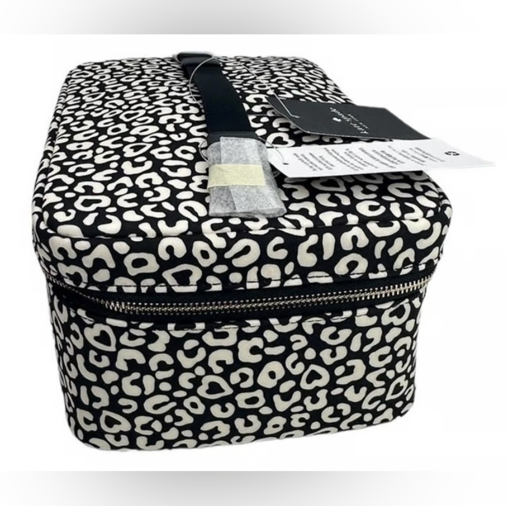 kate spade Black and White Leopard Print Cosmetic Case